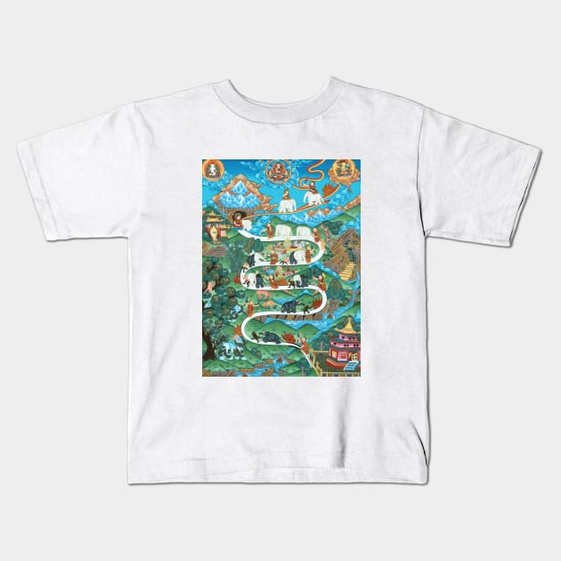 The Nine Mental Abidings Path of Samatha Kids T-Shirt by walltowall